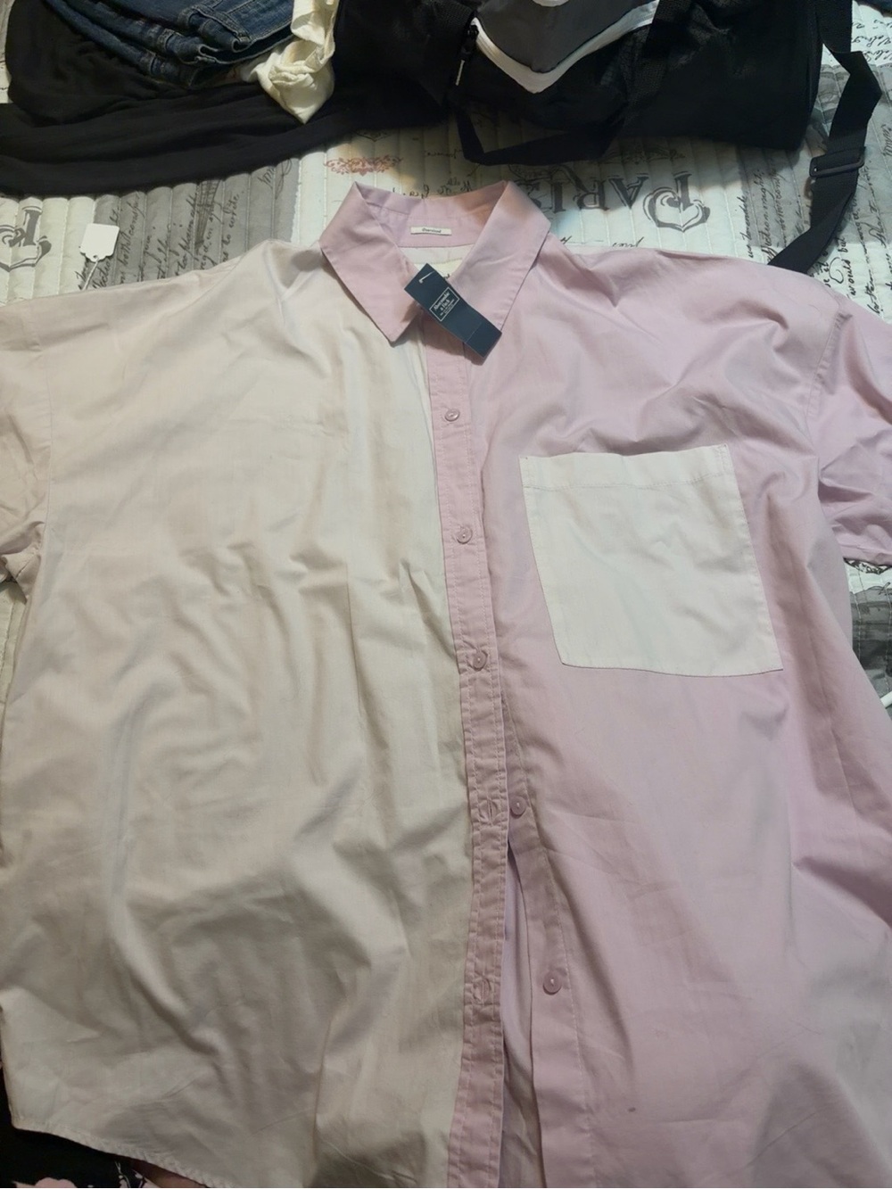 Abercrombie & Fitch Two-Tone Pink and Light Pink Button-Up Blouse XL